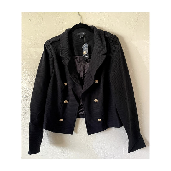 NWT Torrid Black Cropped Military Jacket Coat Blazer Preppy Academic Stretch 3X - Picture 2 of 11